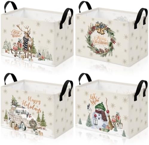 4 Pcs Christmas Storage Basket for Gifts Empty Large Christmas Storage Bins 15 by Bulyoou