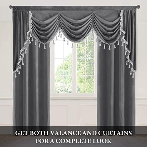 StangH Grey Waterfall Velvet Valances W79 inches, 1 Panel - Image 2