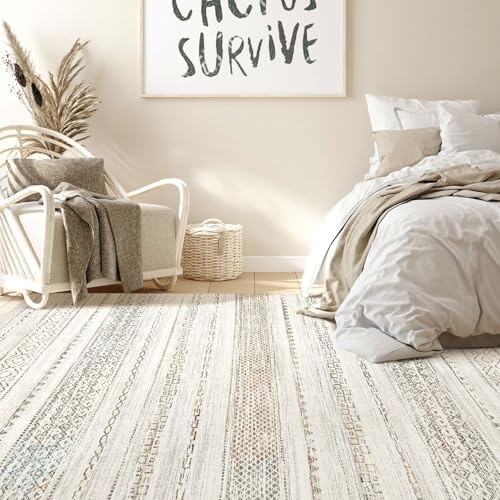 Nakagishi 10x14 Area Rugs Living Room: Washable Boho Large Neutral Modern Soft - Image 6