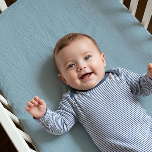 Muslin Bassinet Sheets 2 Pack, Universal Cotton Fitted Baby Mattress Sheet - Image 2