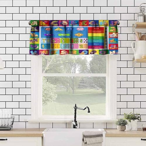 Alphabet ABC Kids Valance Curtain Colorful Cartoon Animal Learning Inspirational - Image 4