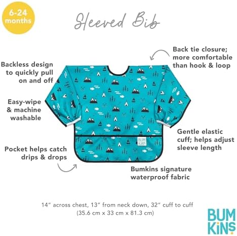 Bumkins - Sleeved Bib - For Boys & Girls, Babies & Toddlers 6-24 Months - - Image 5