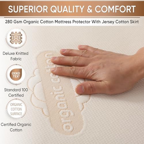 Deluxe Organic Crib Mattress Protector – Waterproof & Breathable Organic Cotton - Image 3