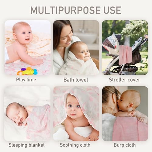 GLLQUEN BABY Receiving Blankets Girl Muslin Swaddle Blankets - Image 5