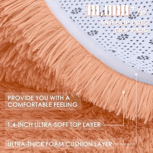 OLANLY Muted Orange Round Rugs for Bedroom - Image 5