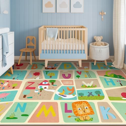 ABC Alphabet Rug for Nursery Room – 5x8 Kids Rug for Preschool, Washable Play - Image 2