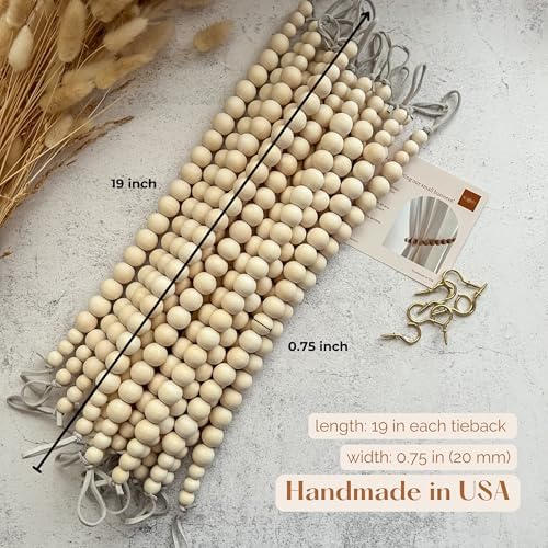 DECOAZUL Boho Curtain Tiebacks – Wood Bead Curtain Tiebacks - Image 2