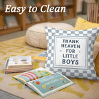 Blue Thank Heaven for Little Boys Pillow Covers 18x18 Boy Nursery Decor - Image 4