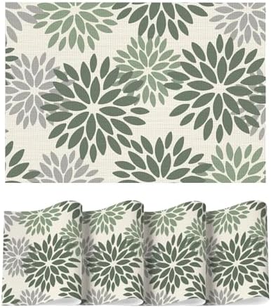 Artoid Mode Floral Vinyl Placemats Set of 4, 12x18 Inch Thanksgiving Washable by ArtoidMode