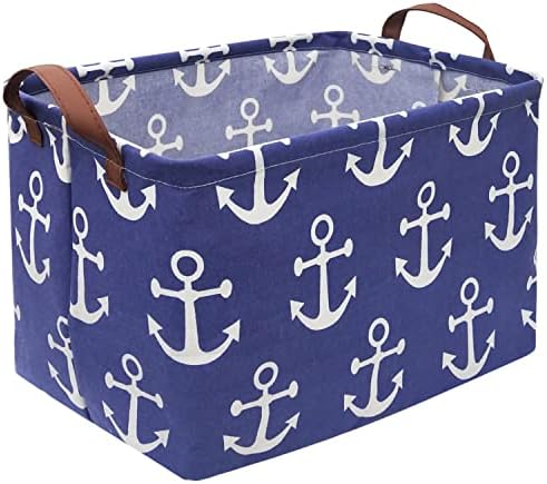 Rectangular Kids Storage Bins, Boys Baskets, Collapsible Anchor Organizer Bin by Sanjiaofen