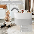 INDRESSME 115L Extra Large Woven Rope Blanket Basket Living Room - Image 3