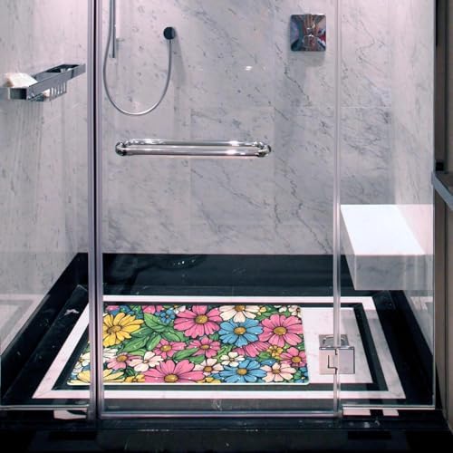 Shower Mat Non Slip, Colorful Flower Anti Slip Bath Mat - Image 6