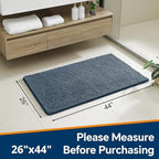 Chenille Bathroom Rug 26"x44" Blue, Non-Slip Plush Bath Mat - Image 2
