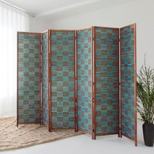 6 Panel Bamboo Room Divider, 5.6 ft Tall Double-Sided Folding Privacy Screen - Image 3