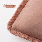 Foindtower Boho Linen Fringe Lumbar Throw Pillow Covers 12×20 Coral Pink - Image 3