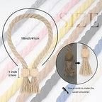 NICEEC 2 Pack Wooden Polyhedron Magnetic Curtain Tiebacks Boho Home Decor Drape - Image 4