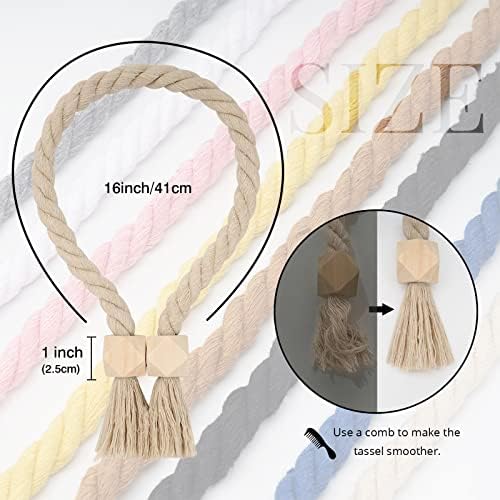 NICEEC 6 Pack Wooden Polyhedron Magnetic Curtain Tiebacks Boho Home Decor Drape - Image 4