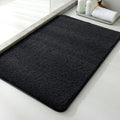 Polyester Bathroom Rug 24"x36" Black, Non-Slip Soft Shaggy Bath Mat by Kildoss
