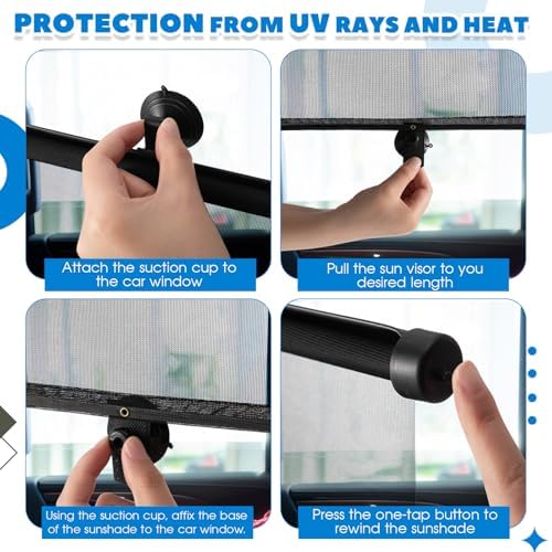 Blossound 2 Pack Car Window Sun Shades, Translucent Black, 22 x 24 Inch - Image 4