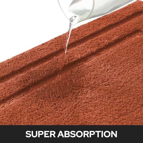HOMEIDEAS Fall Bathroom Rugs Sets, 2 Piece Soft Bath Mat Burnt Orange - Image 4
