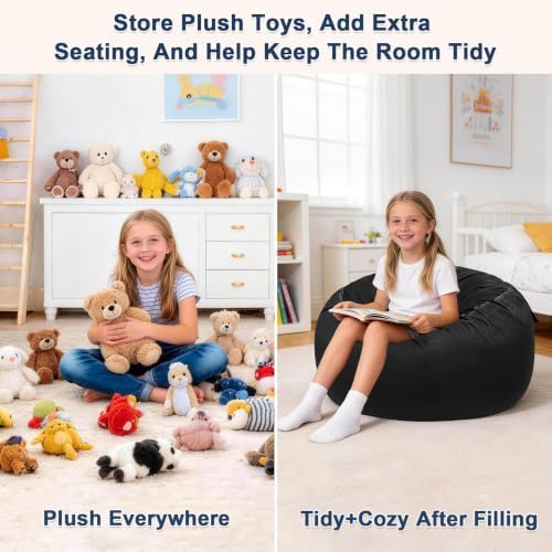 Lukeight Stuffed Animals Storage Bean Bag Chair Cover - Image 3