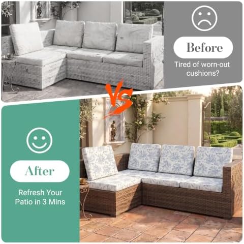 8Pcs Patio Cushion Covers Stretch Outdoor Furniture Protector Slipcovers - Image 4