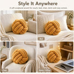 Petrella Yellow Knot Pillow Ball, 11 Inch Round Decorative Pillow - Image 3