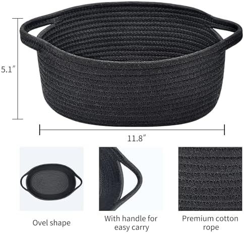 ABenkle Small Basket with Handles, Boho Decorative Rope Woven Dog Cat Toy - Image 2