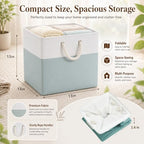 6 Pack 13x13 Inch Cube Storage Bins Fabric Square Cube Baskets, Light Green - Image 2