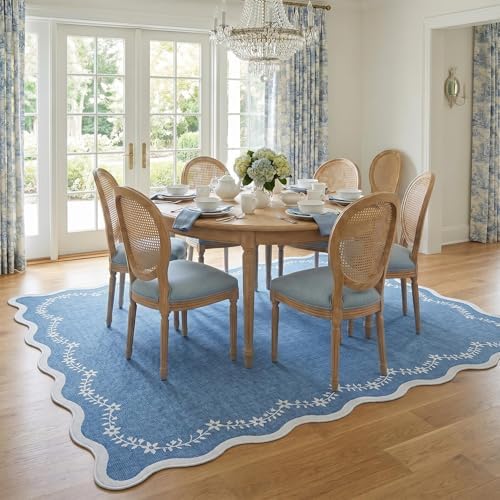 GarveeHome Scalloped Area Rugs 8x10 Large Blue Washable Living Room Rug - Image 2