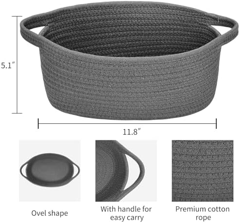 ABenkle Small Basket with Handles, Boho Decorative Rope Woven Dog Cat Toy - Image 2