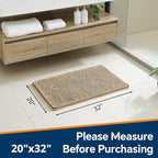 Chenille Bathroom Rug 20"x32" Beige, Non-Slip Plush Bath Mat - Image 2