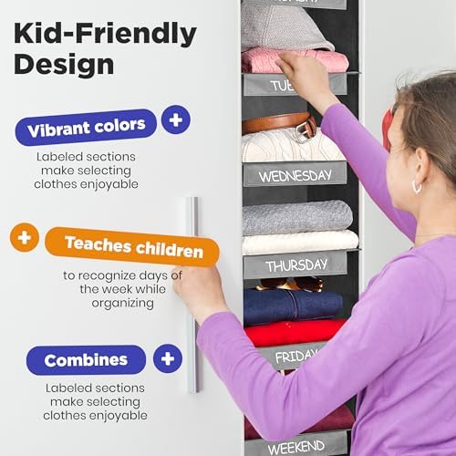Hanging Closet Organizer 6-Shelf Kids Clothing - Image 4