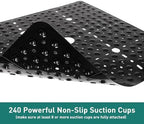 Large Square Shower Mat Bathtub Bath Mat Non Slip Black 27"x27" - Image 4