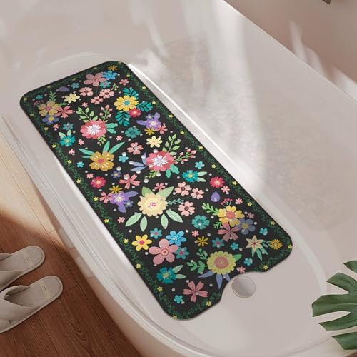 Non Slip Bathtub Mat, Extra Long Flower Bath Mat by Unknown