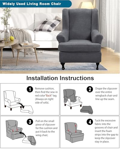 CRFATOP Wingback Chair Covers Wing Armchair Slipcovers - Image 5