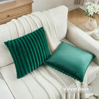 FUTEI Pack of 2 Faux Fur Throw Pillow Covers 16x16 Inch, Emerald Green - Image 4