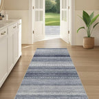Nakagishi Boho 2x6 Runner Rug Machine Washable Rugs Non Slip Denim Blue - Image 5