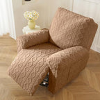 vctops 4 Pieces Recliner Chair Covers, Geometric Jacquard Plush Recliner - Image 6