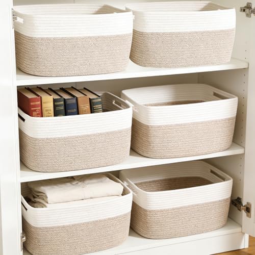 6 Pack Woven Rope Baskets, 12.6"×9"×7.8" Storage Bins - Image 3