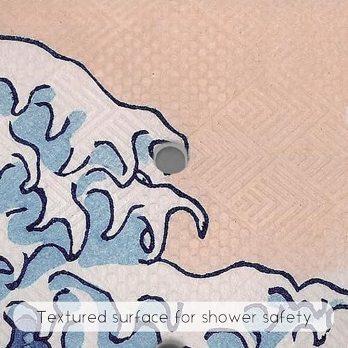 Bathtub Mat Non Slip, Japanese Wave Square Bath tub Mat Shower Floor Mat - Image 5