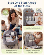 mommore Baby Diaper Bag with Waterproof Changing Pad, Dark Gray - Image 3