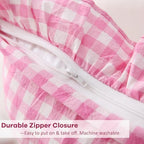 2 Pack Pink Gingham Lumbar Throw Pillow Shams 12''x20'' - Image 5