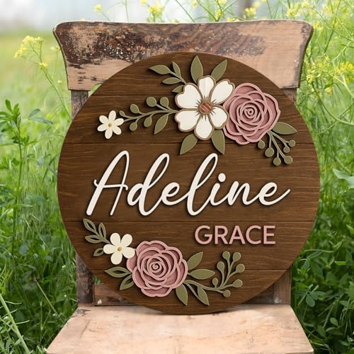 Floral Name Sign for Nursery Decor for Girls – Personalized Wooden Name Signs - Image 4