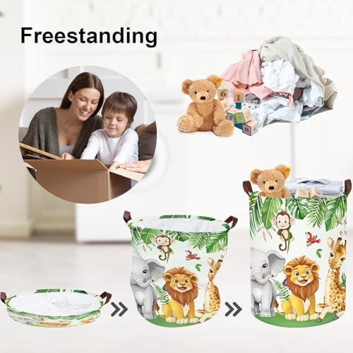 Clastyle Safari Animal Laundry Basket Leaf Kids Clothes Book Storage Basket - Image 3