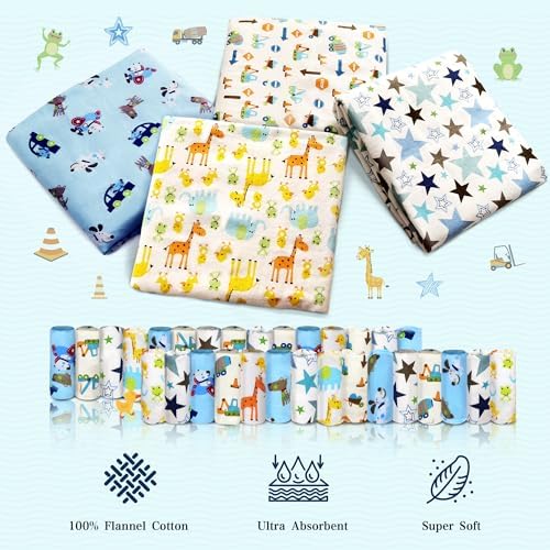 Receiving Blanket for Baby – 4 Pack – 30 inch x 30 inch – 100% Flannel Cotton - Image 2