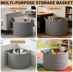 115L Extra Large Blanket Basket, Woven Rope Laundry Basket-Dark Grey - Image 6
