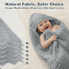Muslin Hooded Baby Towels 2 Pack, 100% Cotton Baby Bath Towels - Image 4