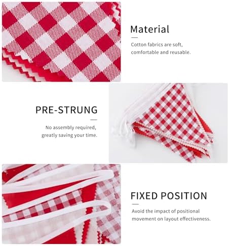 32ft Red White Buffalo Check Pennant Banner - Image 3