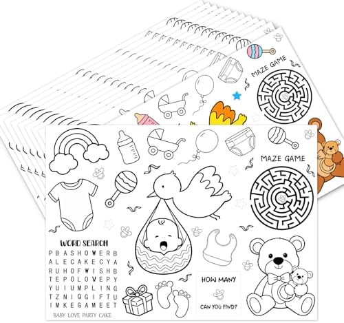 12PCS Baby Shower Coloring Placemats Oh Baby Coloring Sheet Table Mats Table by Tarndom